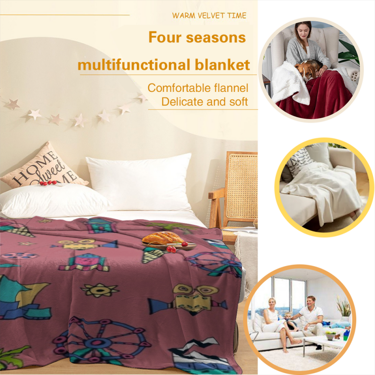 Earthy Multicolor Juniper Drift Decorative Flannel Blanket