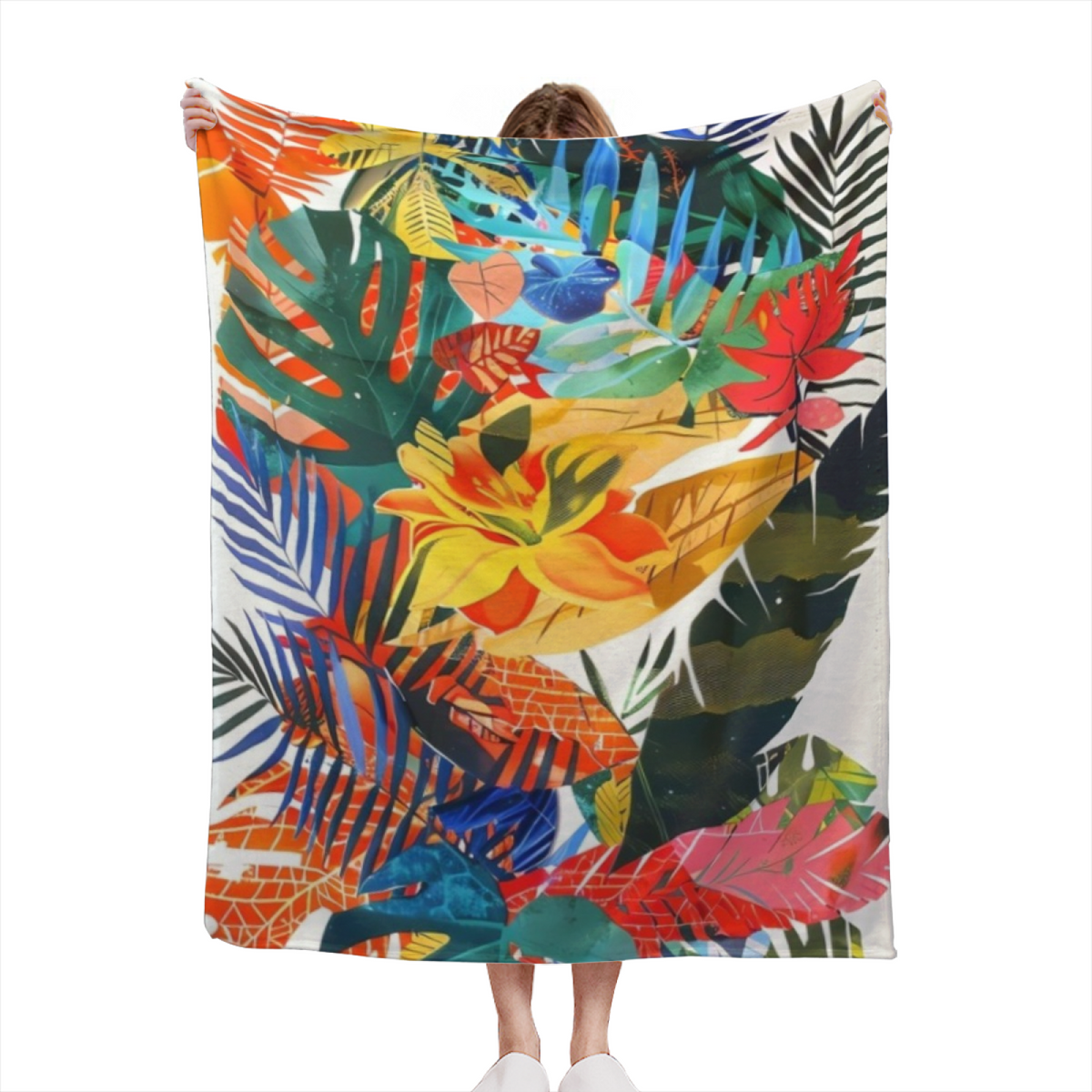 Amber Petal Earthy Multicolor Artistic Lightweight Flannel Throw
