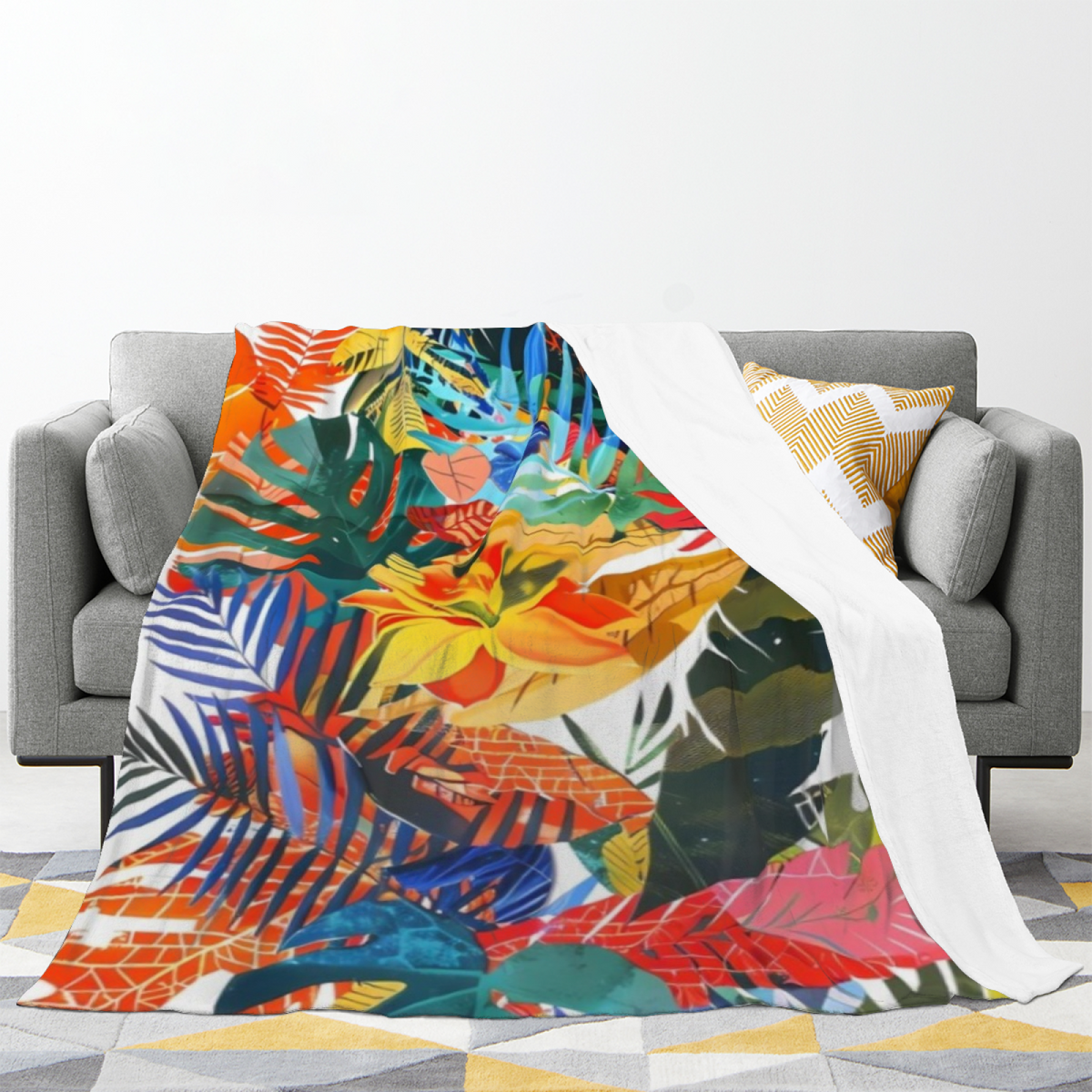 Amber Petal Earthy Multicolor Artistic Lightweight Flannel Throw