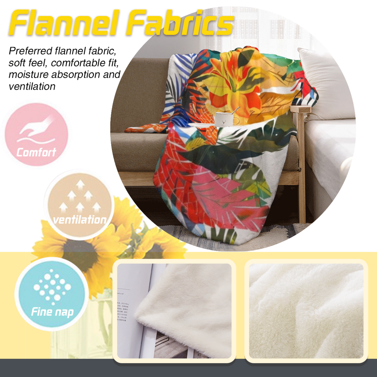 Amber Petal Earthy Multicolor Artistic Lightweight Flannel Throw