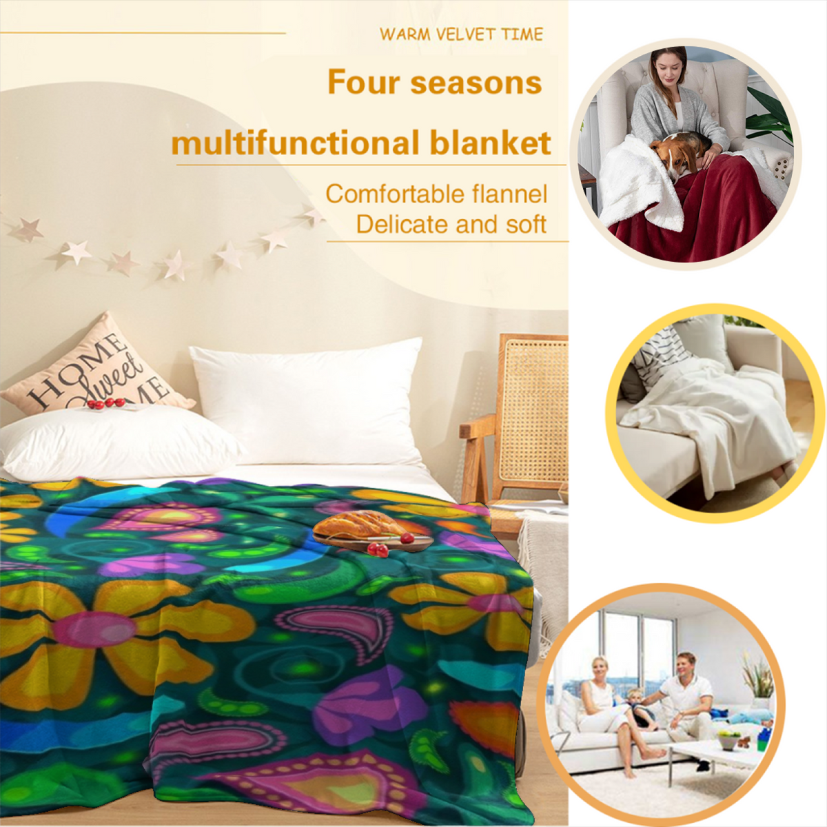 Eclectic Design Copper Arbor Soft Neutral Cozy Flannel Bed Blanket