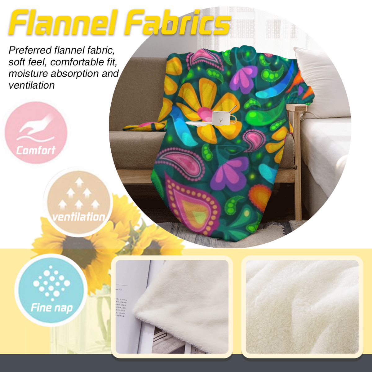 Eclectic Design Copper Arbor Soft Neutral Cozy Flannel Bed Blanket