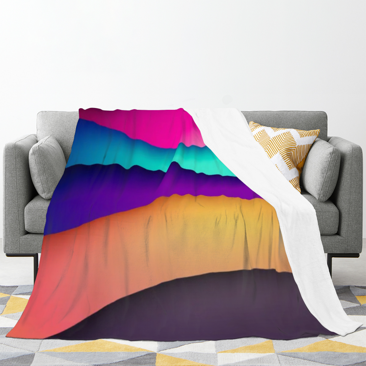 Pastel Multicolor Whimsical Decor Plush Flannel Throw ¨C Evergreen Solstice Edition