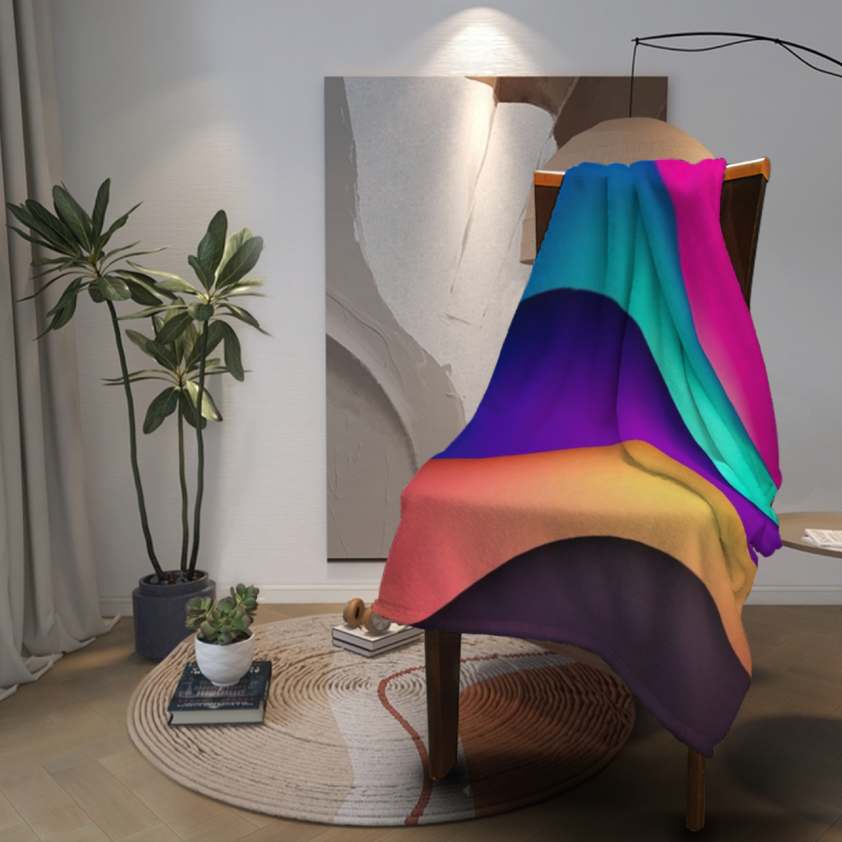 Pastel Multicolor Whimsical Decor Plush Flannel Throw ¨C Evergreen Solstice Edition