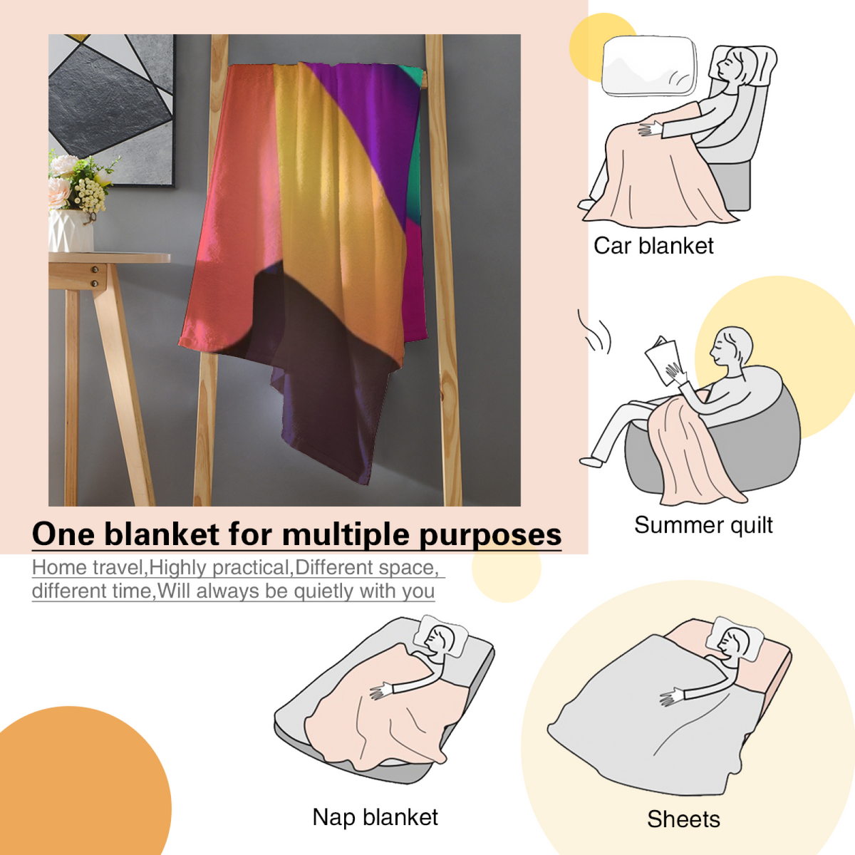 Pastel Multicolor Whimsical Decor Plush Flannel Throw ¨C Evergreen Solstice Edition