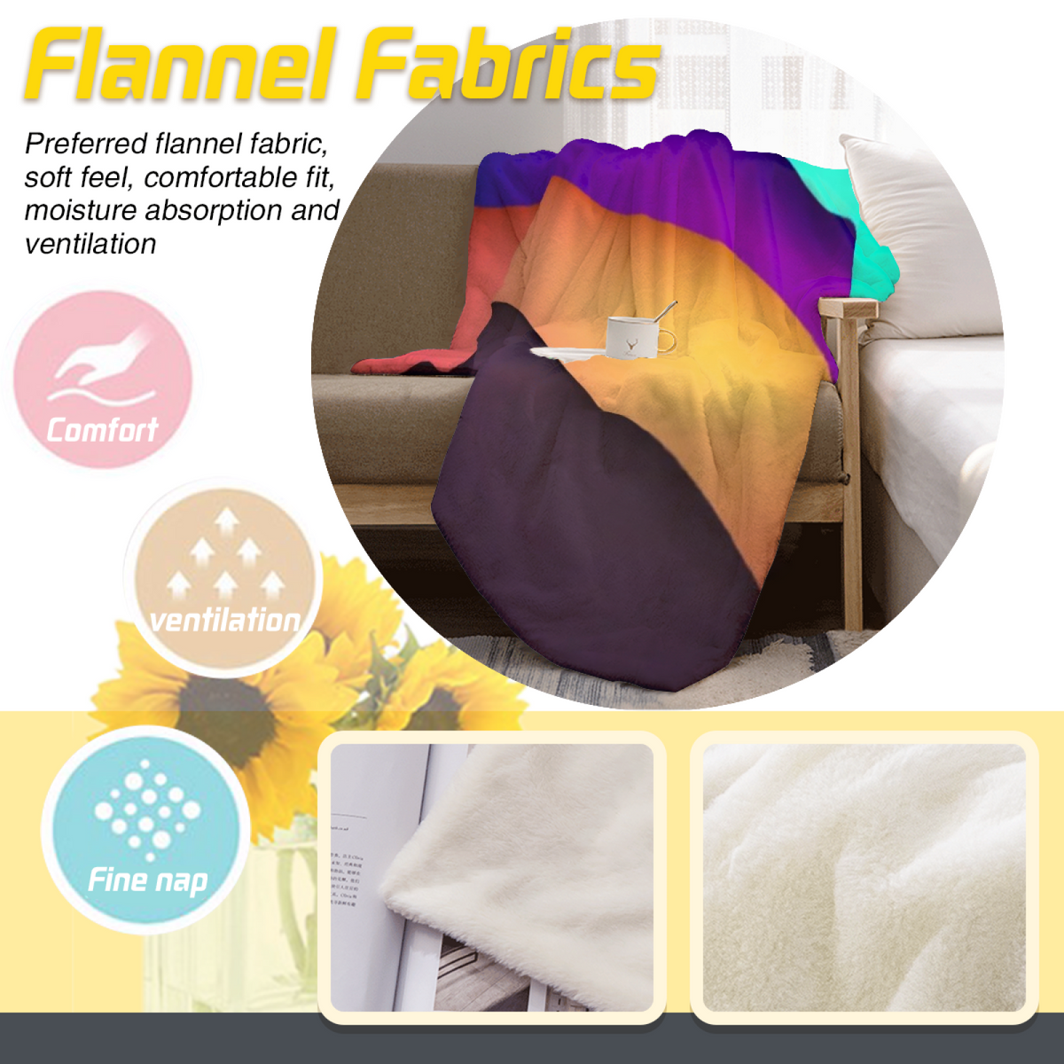 Pastel Multicolor Whimsical Decor Plush Flannel Throw ¨C Evergreen Solstice Edition