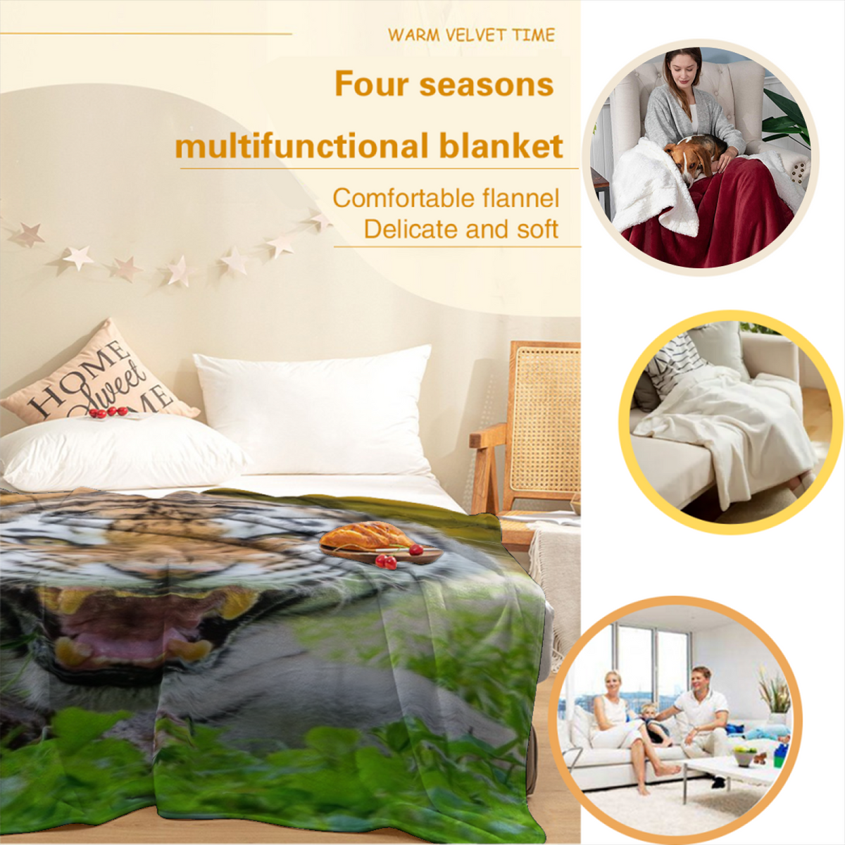 Cozy Soft Neutral Saffron Horizon Soft Flannel Blanket