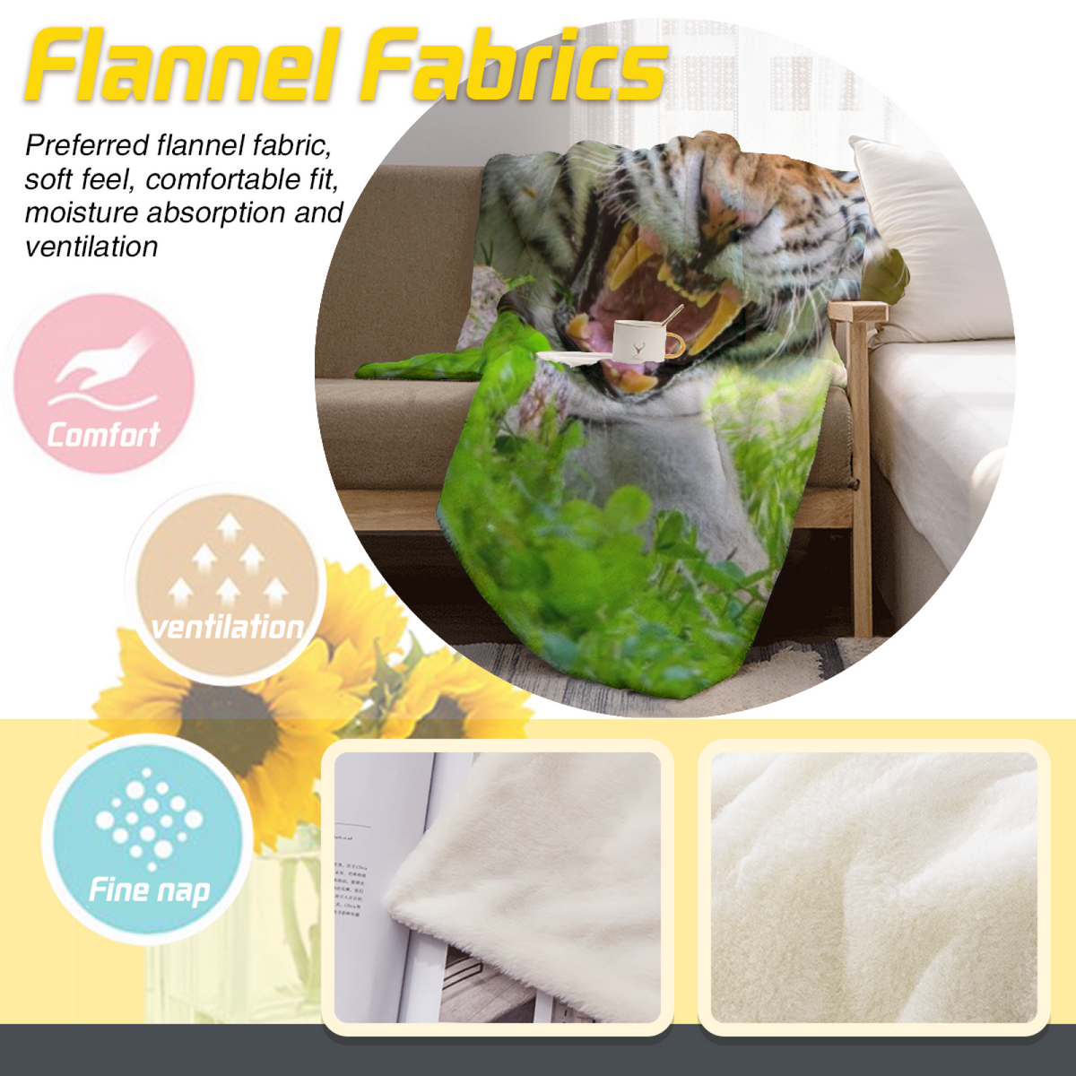 Cozy Soft Neutral Saffron Horizon Soft Flannel Blanket