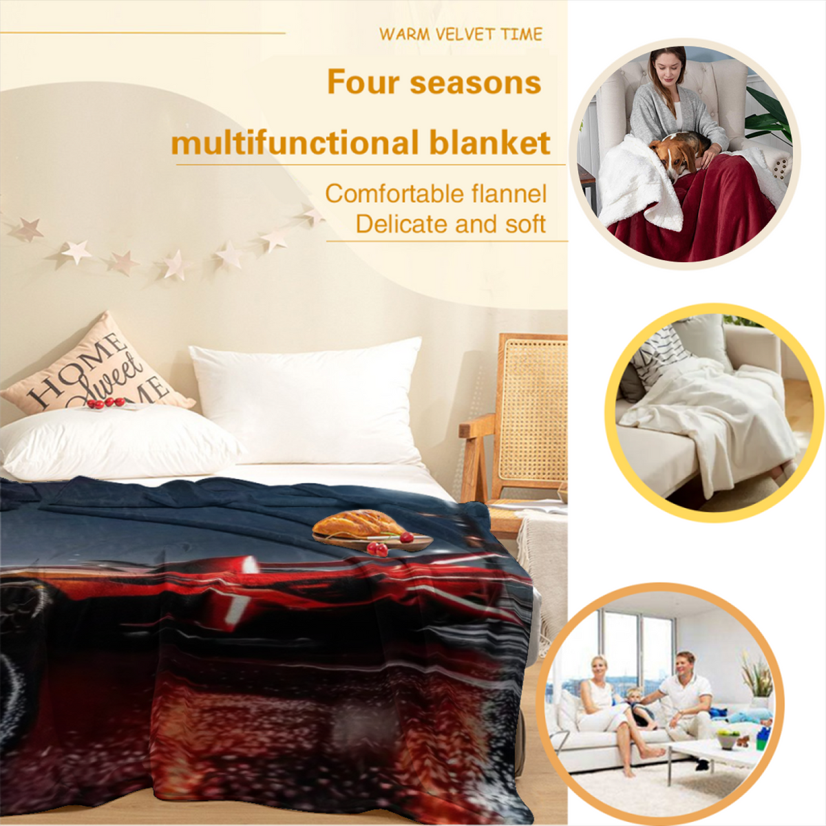 Soft Minimalist All-Season Flannel Blanket ¨C Electric Atlas Collection