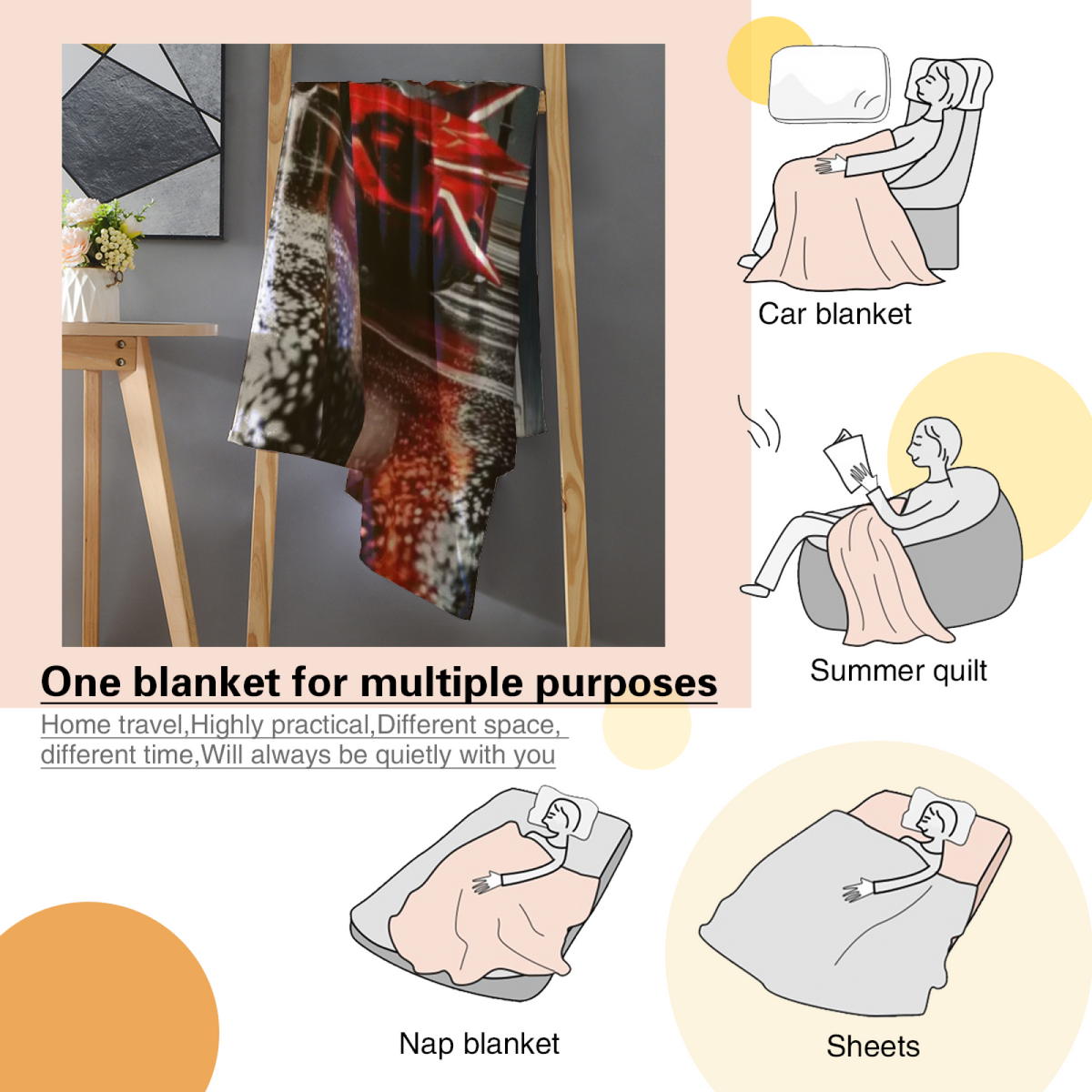 Soft Minimalist All-Season Flannel Blanket ¨C Electric Atlas Collection