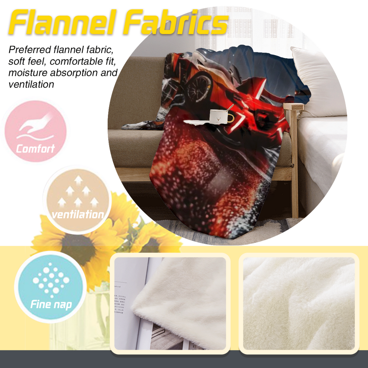 Soft Minimalist All-Season Flannel Blanket ¨C Electric Atlas Collection