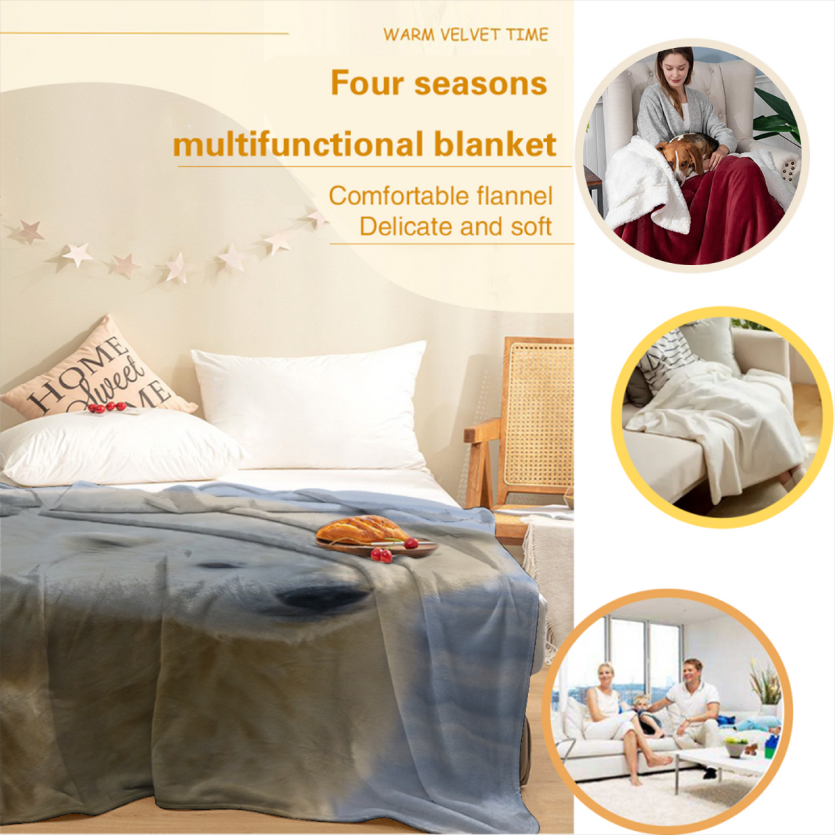 Luminous Picnic Home Accent Soft Flannel Blanket ¨C Warm Coral