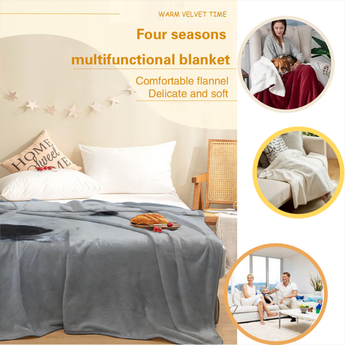Soft Minimalist All-Season Flannel Blanket ¨C Serene Wonder Collection