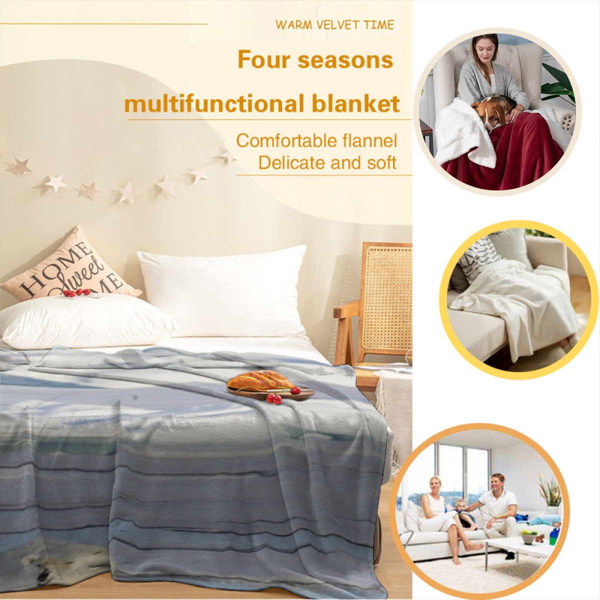 Soft Minimalist All-Season Flannel Blanket ¨C Dewdrop Atlas Collection