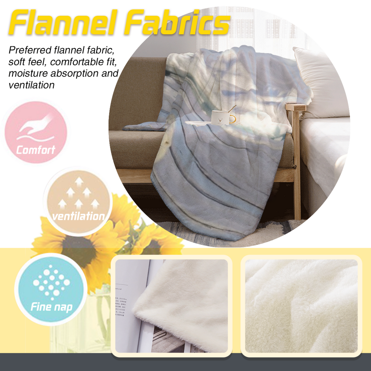 Soft Minimalist All-Season Flannel Blanket ¨C Dewdrop Atlas Collection