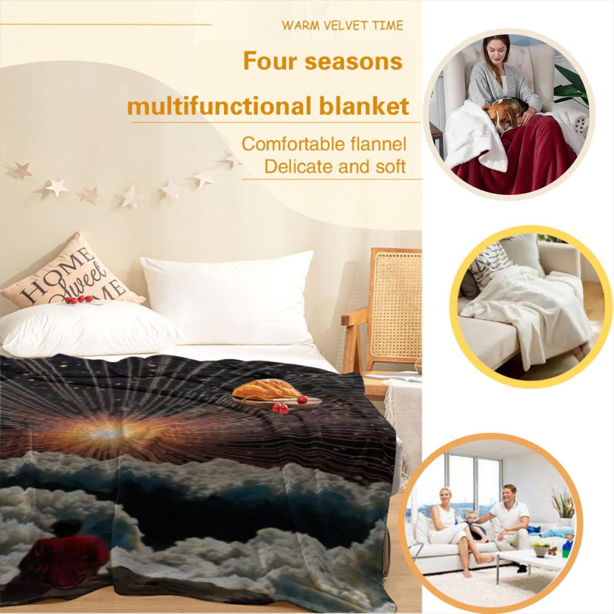 Enchanted Mosaic Home Accent Soft Flannel Blanket ¨C Warm Coral