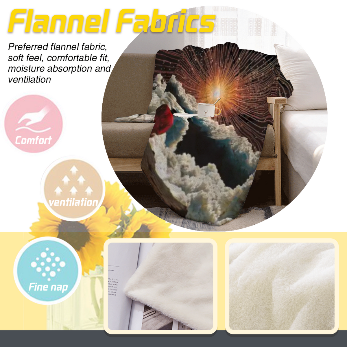 Enchanted Mosaic Home Accent Soft Flannel Blanket ¨C Warm Coral