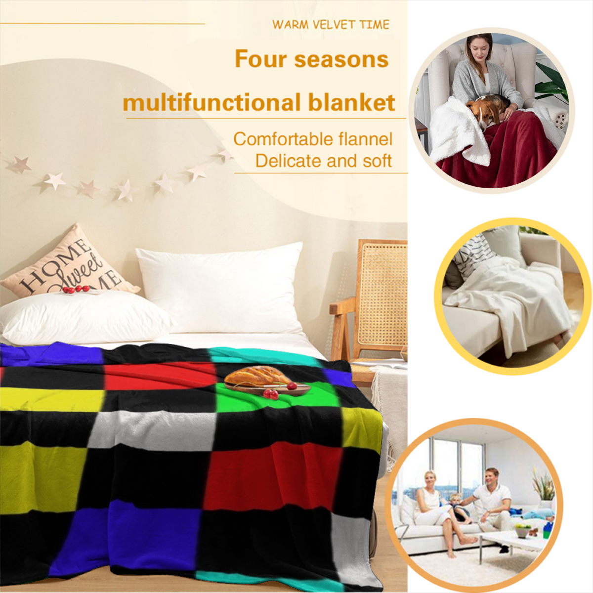 Soft Neutral Orchid Petal Flannel Throw Blanket
