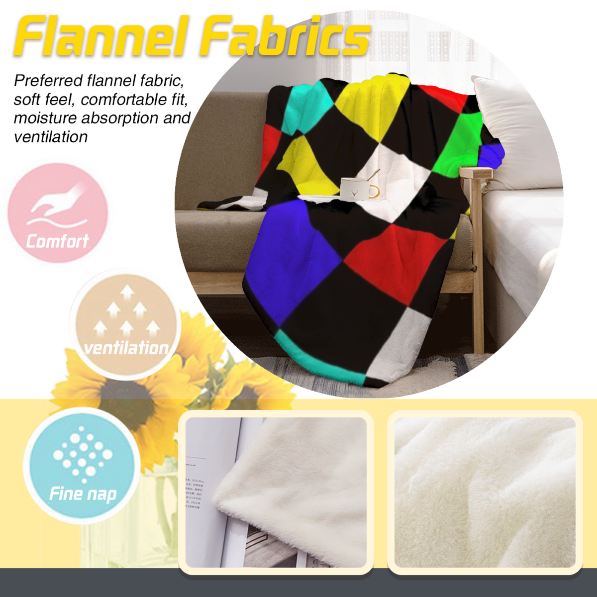 Soft Neutral Orchid Petal Flannel Throw Blanket