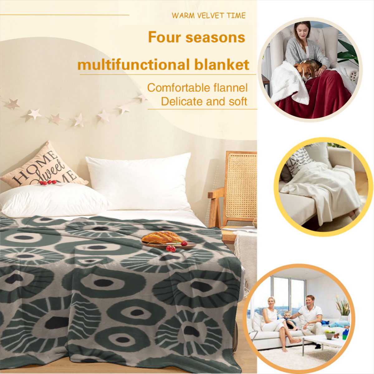 Soft Minimalist Plush Flannel Throw ¨C Cosmic Daydream Collection