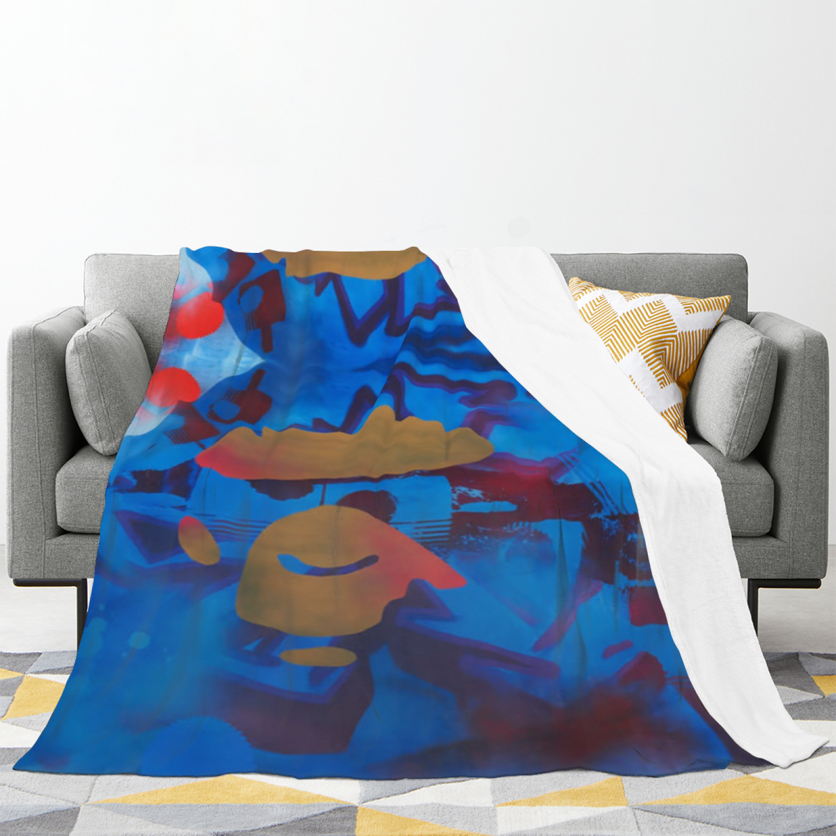 Evergreen Mosaic Home Accent Soft Flannel Blanket ¨C Deep Ocean