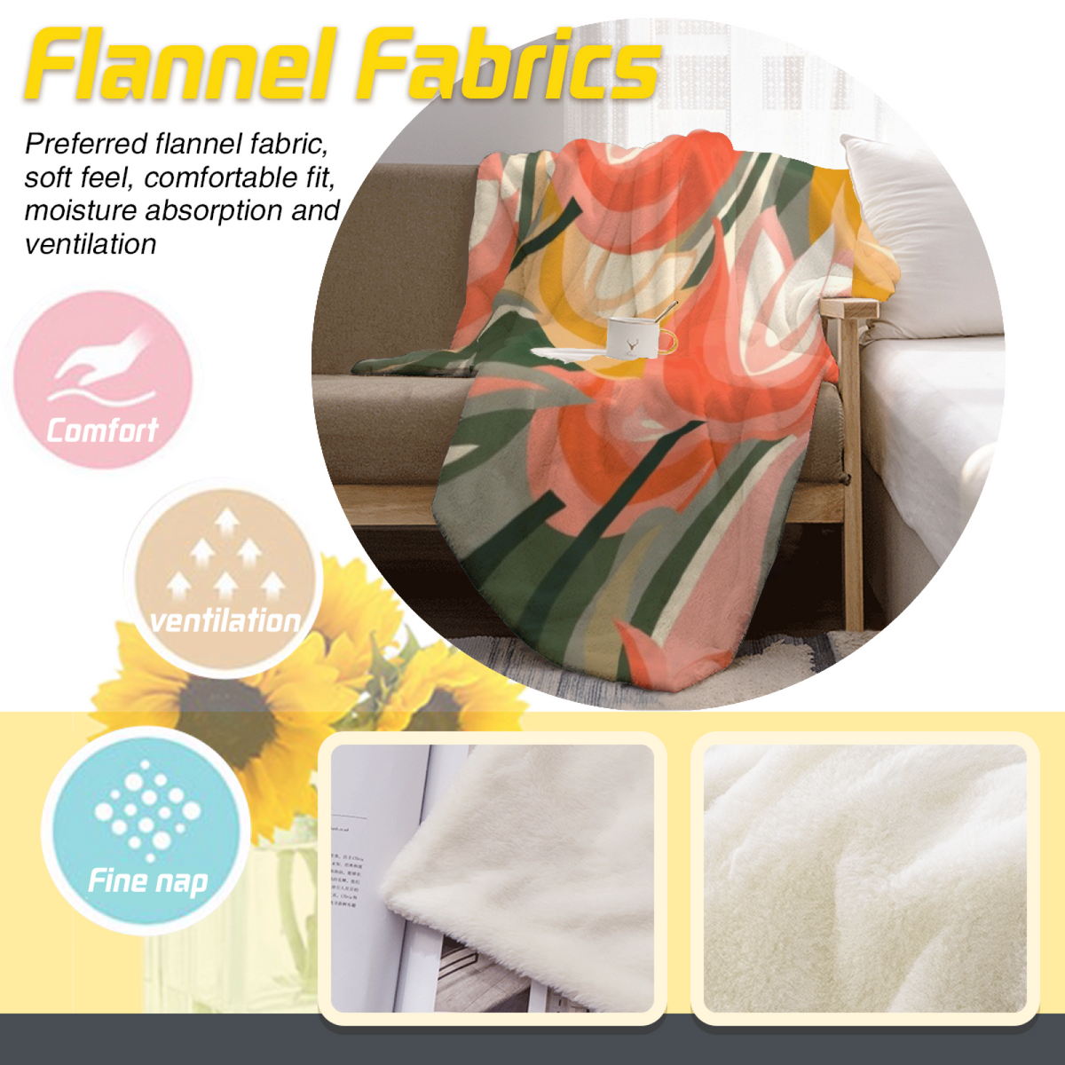 Serene Treasure Home Accent Soft Flannel Blanket ¨C Pastel Multicolor