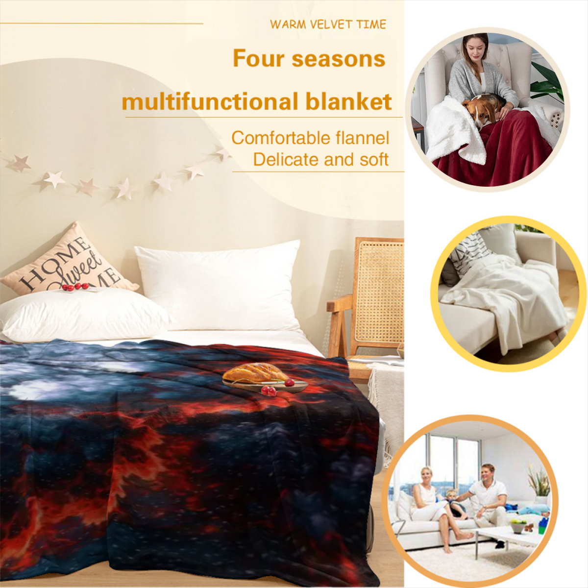 Gilded Whisper Home Accent Lightweight Flannel Throw ¨C Warm Coral