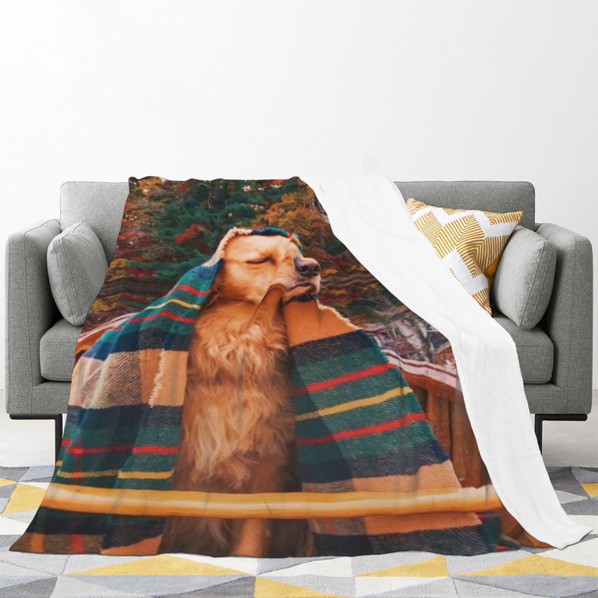 Azure Tapestry Expressive Pattern Soft Flannel Blanket