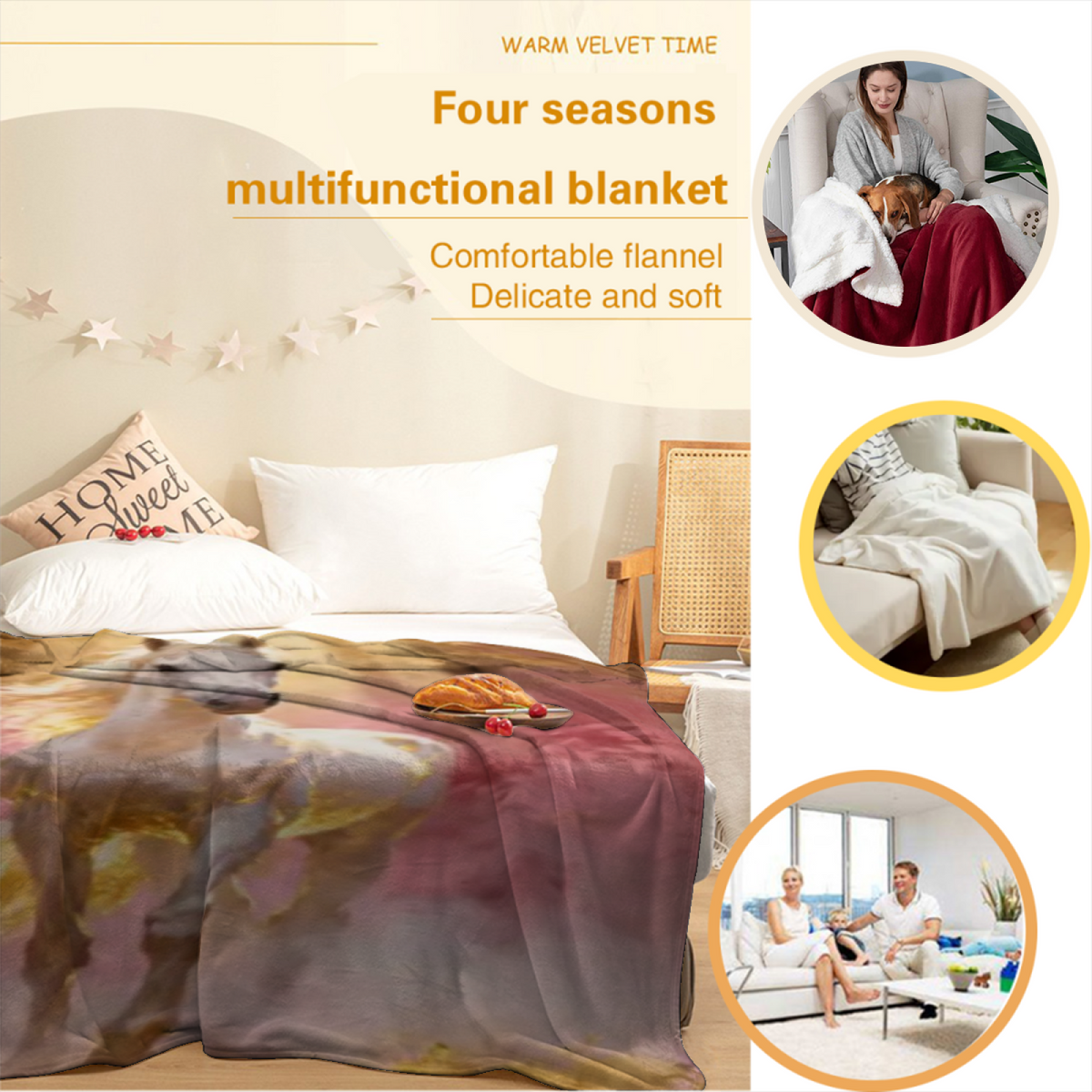 Aurora & Thicket Playful Graphic Plush Flannel Throw