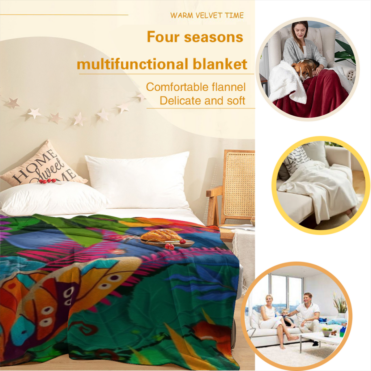 Cosmic Lantern Soft Neutral Art Decorative Flannel Blanket