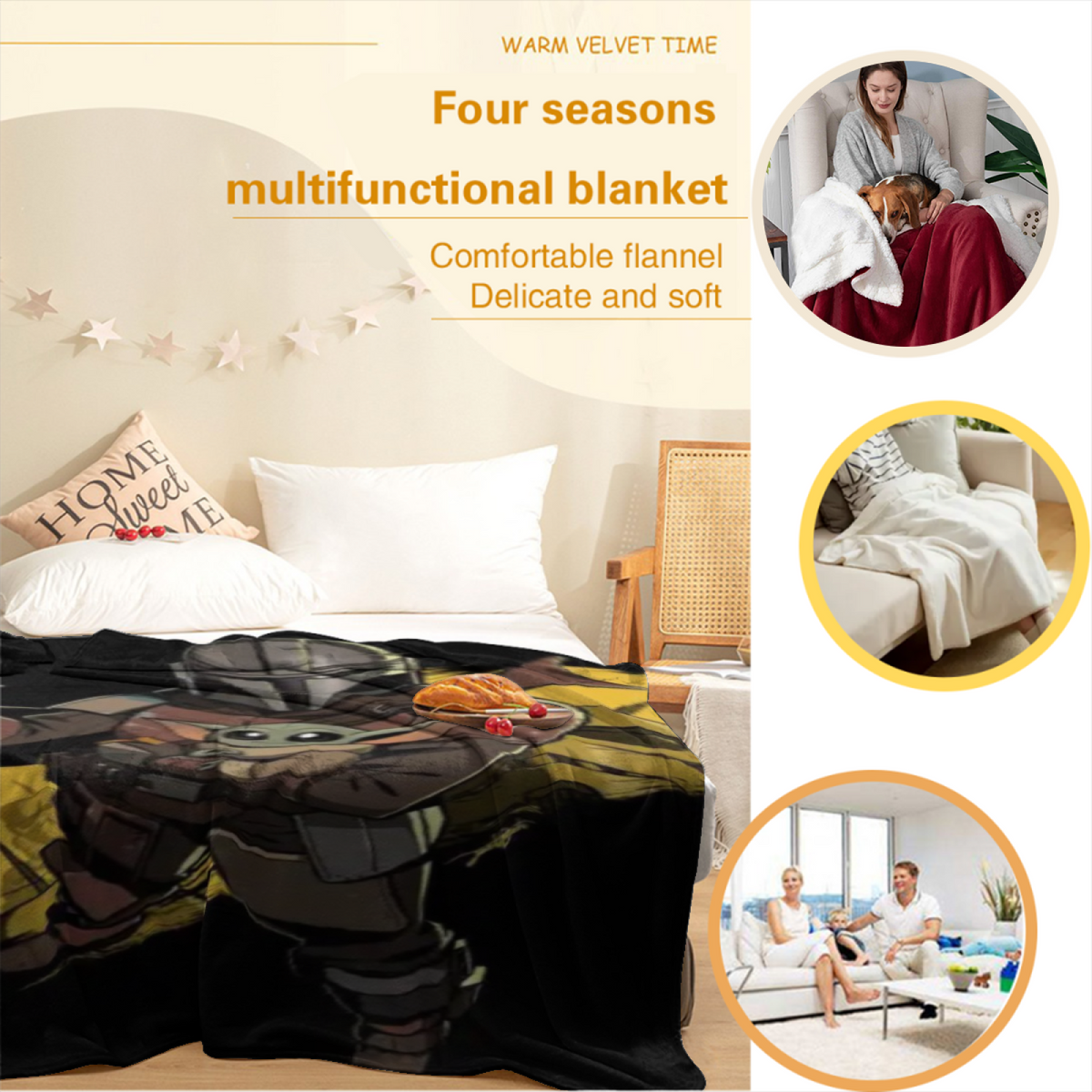 Festival & Lagoon Playful Graphic All-Season Flannel Blanket