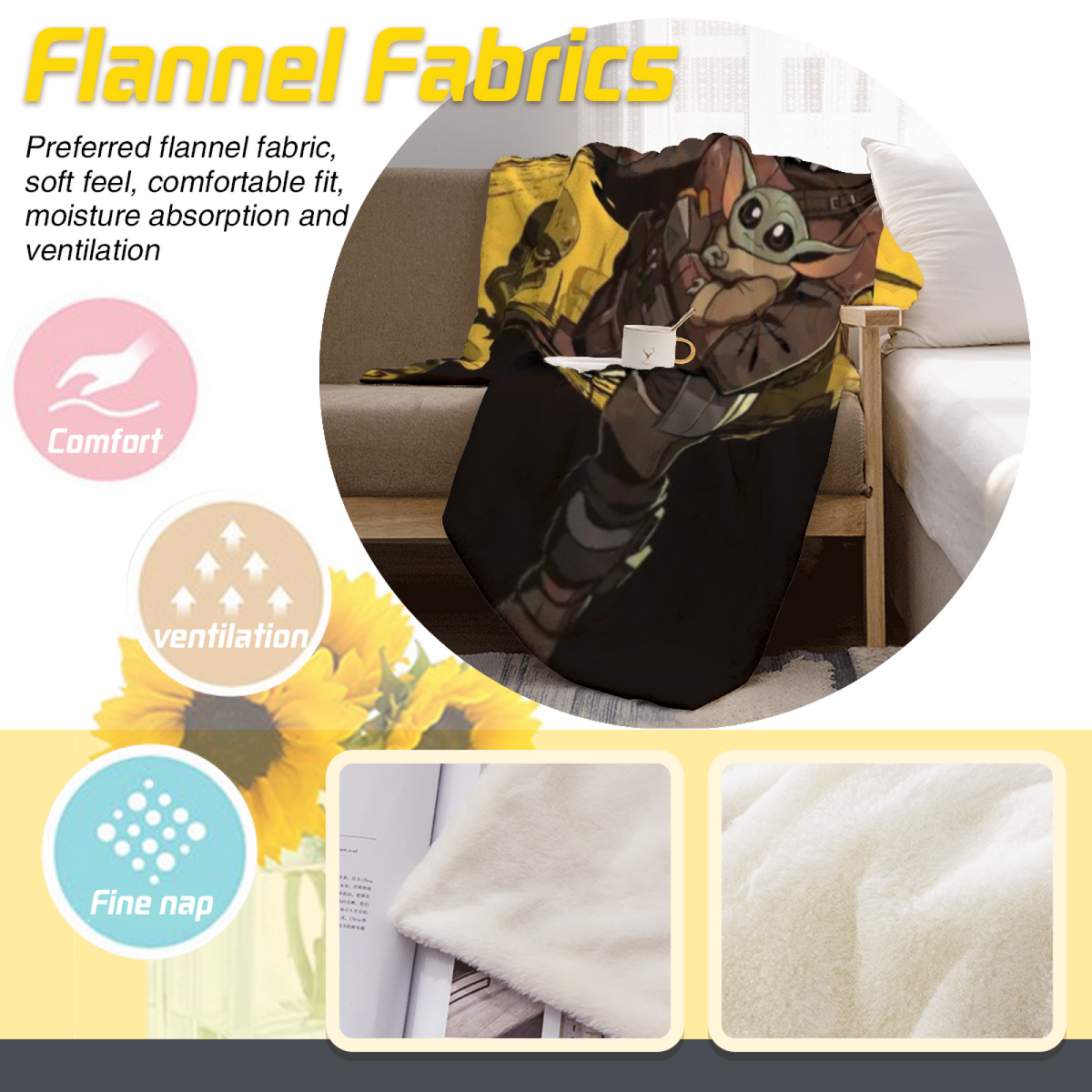 Festival & Lagoon Playful Graphic All-Season Flannel Blanket