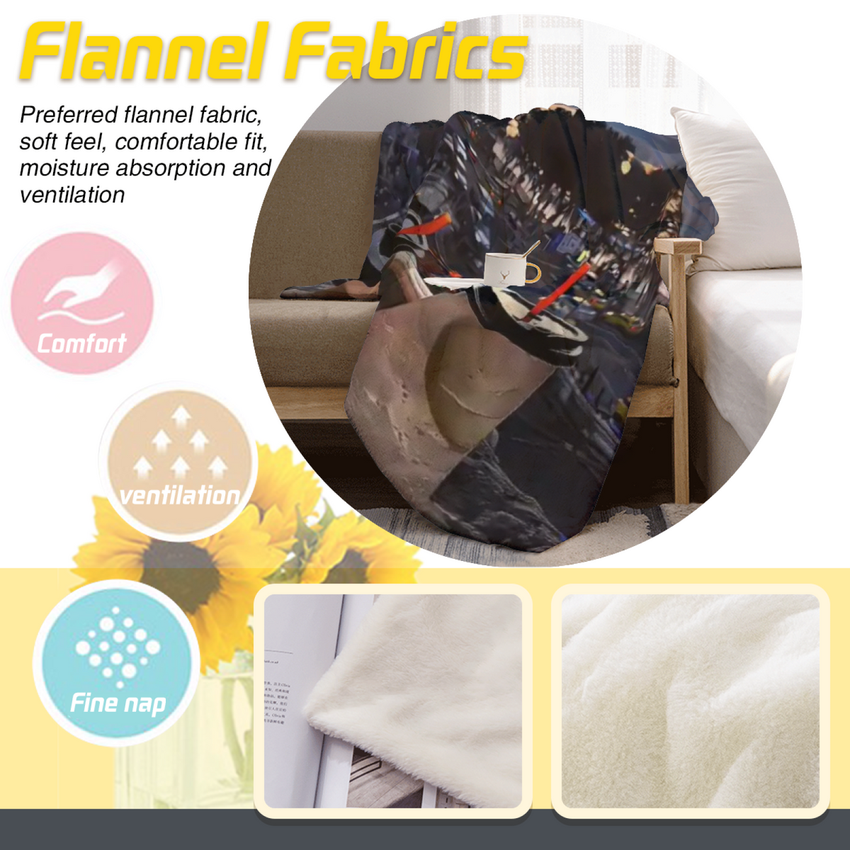 Eclectic Design Frosted Nectar Warm Coral Cozy Flannel Bed Blanket