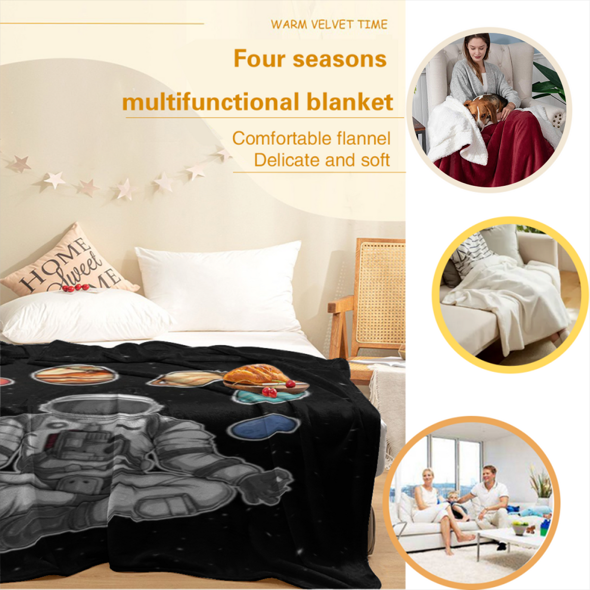 Pastel Multicolor Whimsical Decor All-Season Flannel Blanket ¨C Marigold Nectar Edition