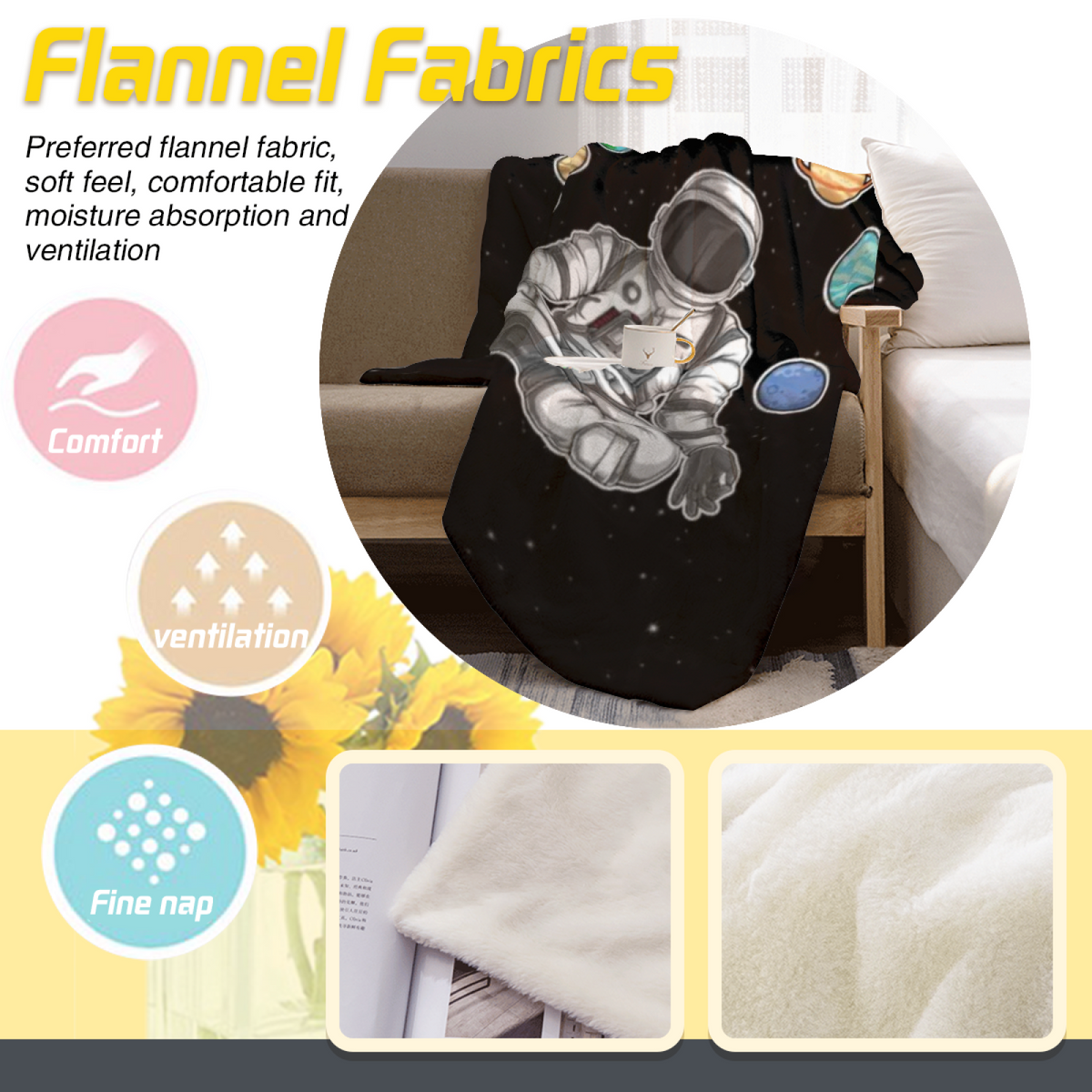 Pastel Multicolor Whimsical Decor All-Season Flannel Blanket ¨C Marigold Nectar Edition