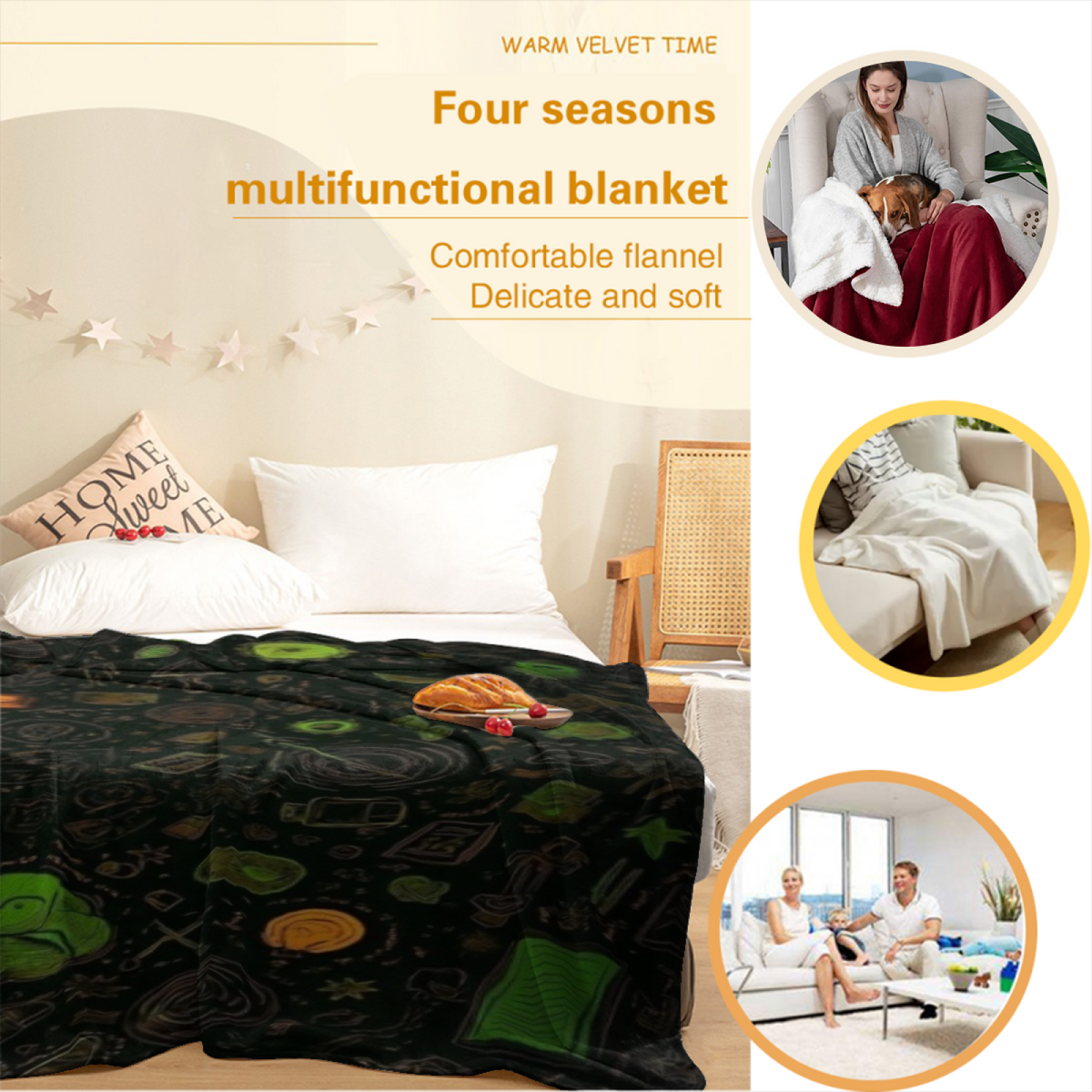 Celestial Ripple Soft Neutral Art Decorative Flannel Blanket