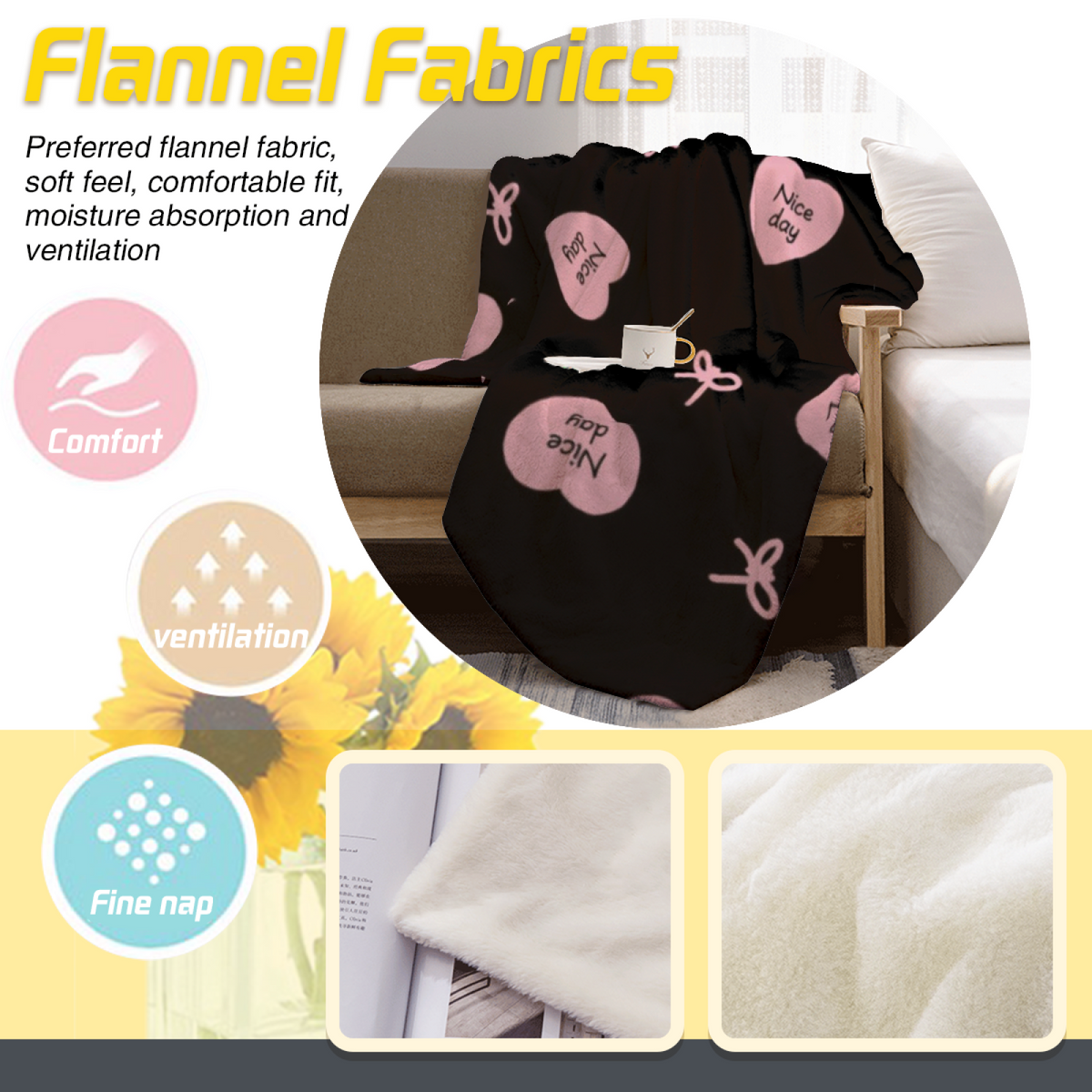 Breezy Treasure Inspired Cozy Flannel Bed Blanket ¨C Soft Neutral Palette