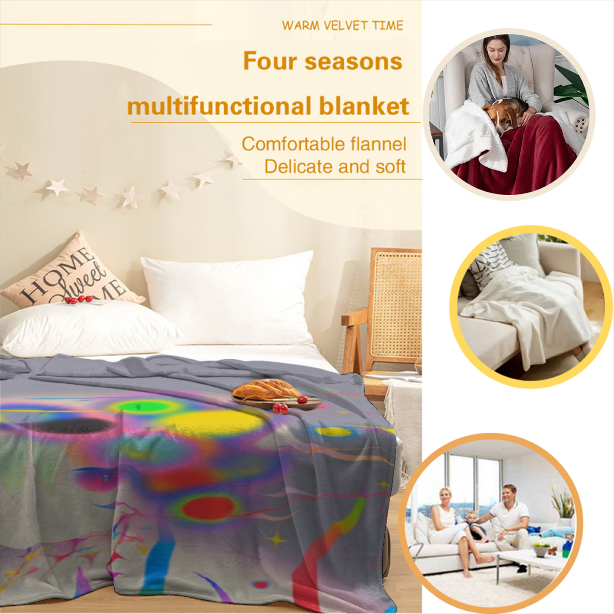 Soft Neutral Whimsical Decor Plush Flannel Throw ¨C Frosted Harbor Edition