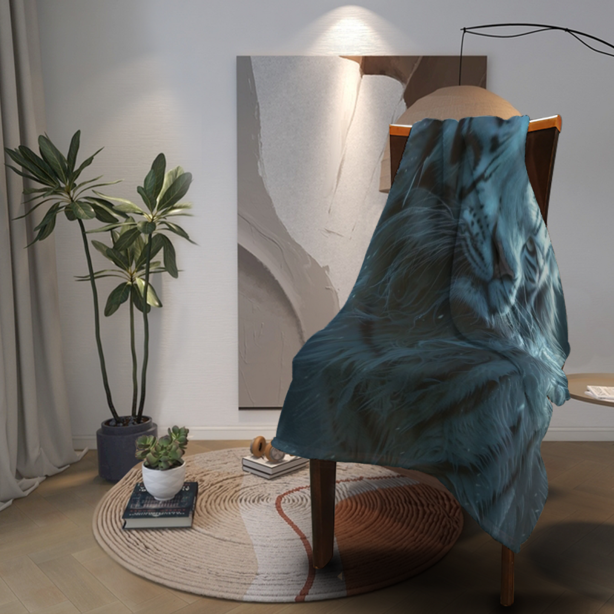 Soft Neutral Meadow Glow Flannel Throw Blanket