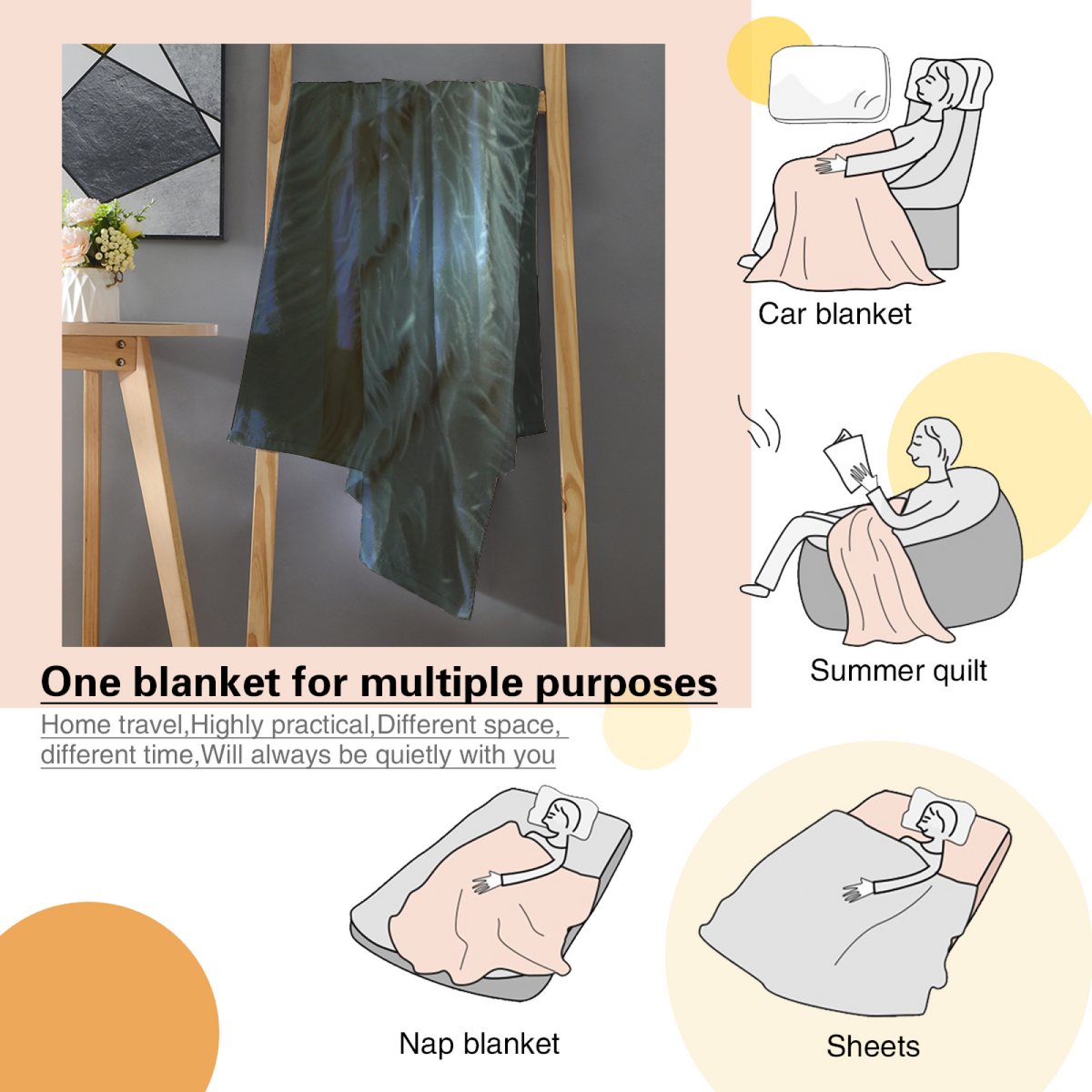 Soft Neutral Meadow Glow Flannel Throw Blanket