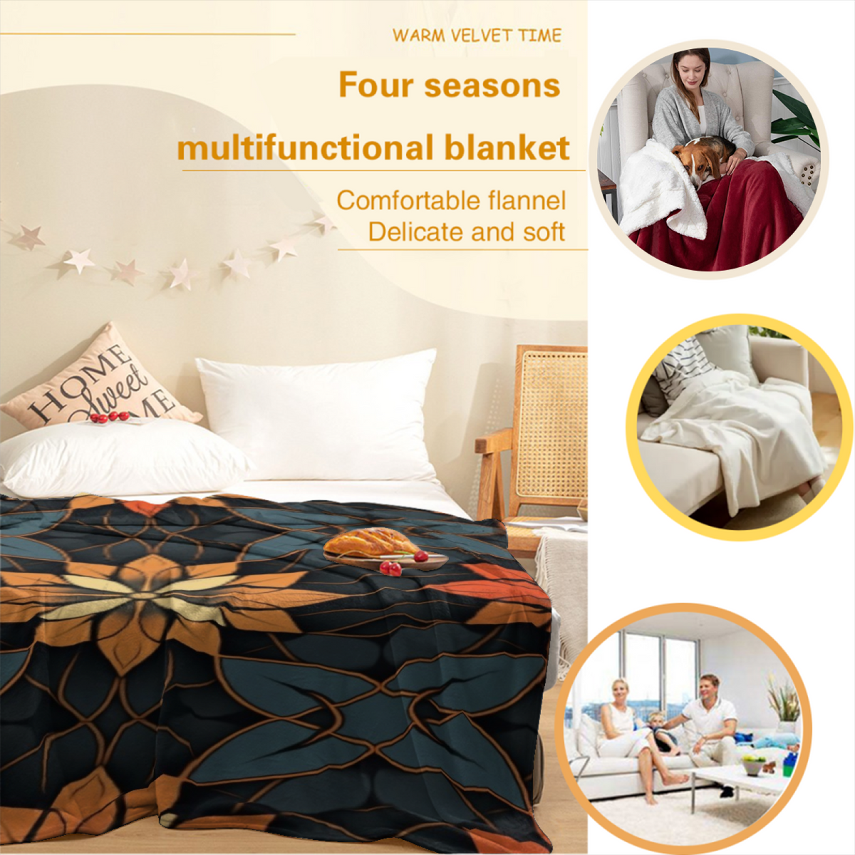 Lagoon Arbor Home Accent Soft Flannel Blanket ¨C Soft Neutral