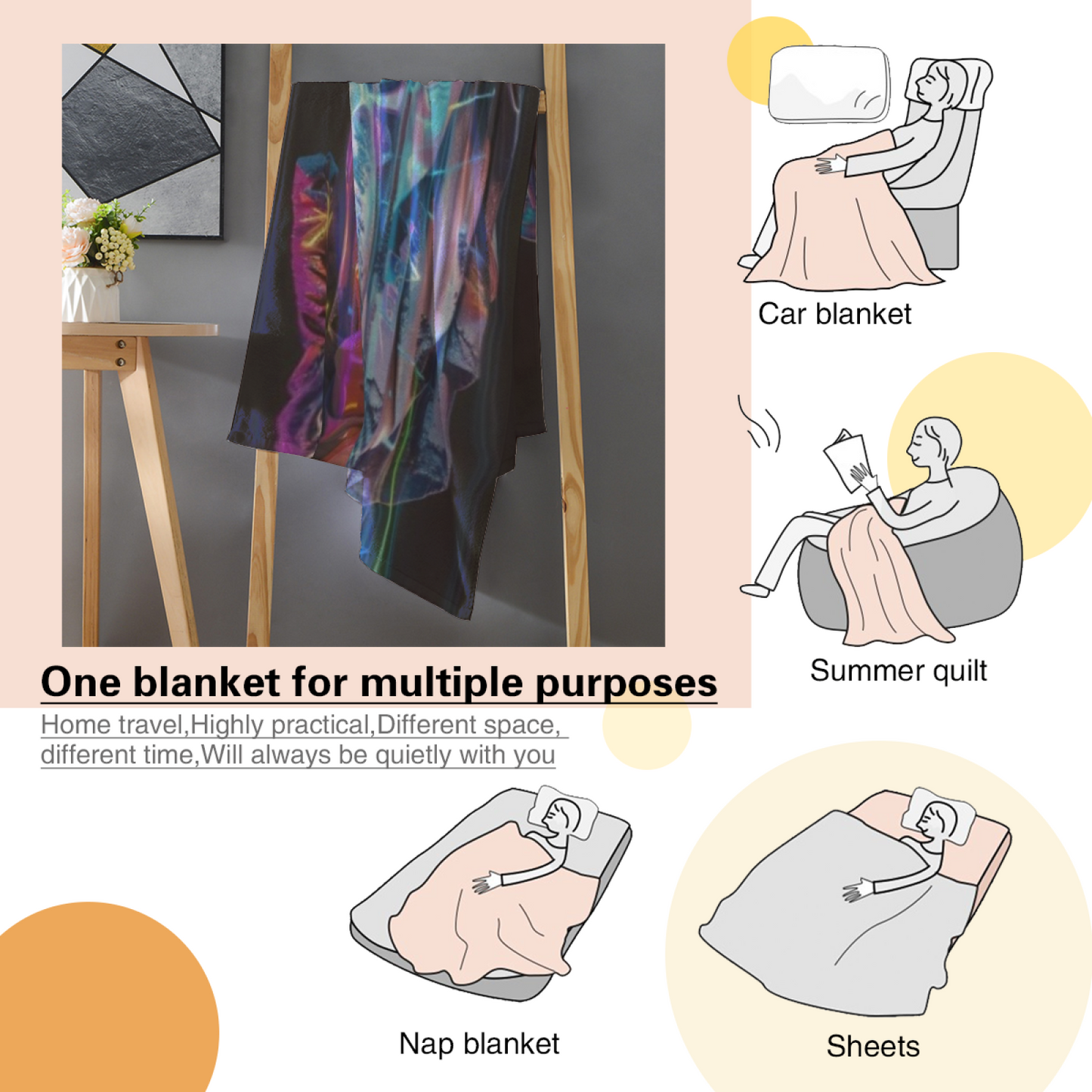 Cyberpunk Marble Warrior Flannel Throw Blanket ¨C Purple and Blue Digital Art
