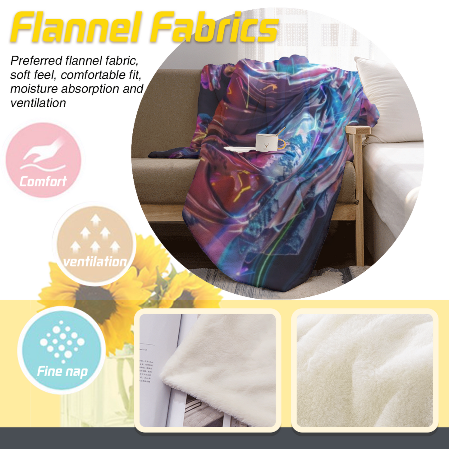 Cyberpunk Marble Warrior Flannel Throw Blanket ¨C Purple and Blue Digital Art