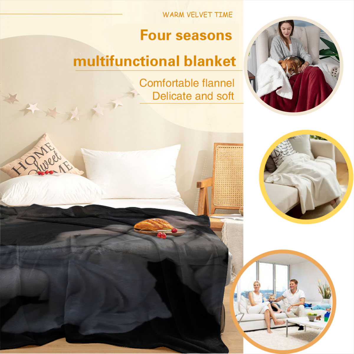 Pastel Multicolor Whimsical Decor All-Season Flannel Blanket ¨C Seaside Fern Edition