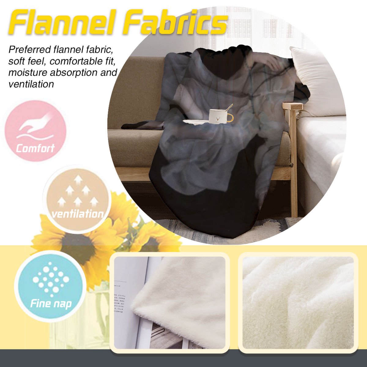 Pastel Multicolor Whimsical Decor All-Season Flannel Blanket ¨C Seaside Fern Edition