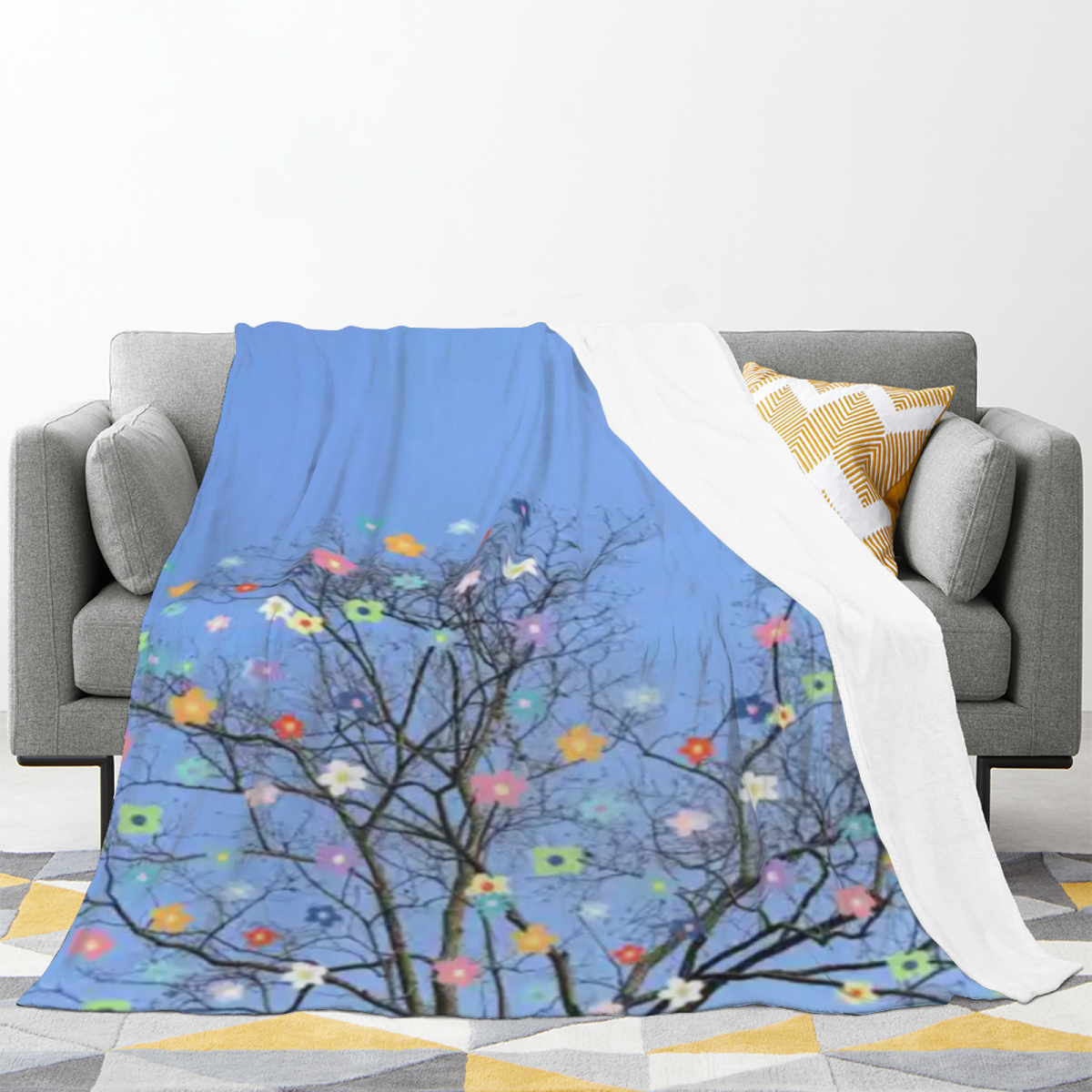 Eclectic Design Alpine Ripple Warm Coral Cozy Flannel Bed Blanket