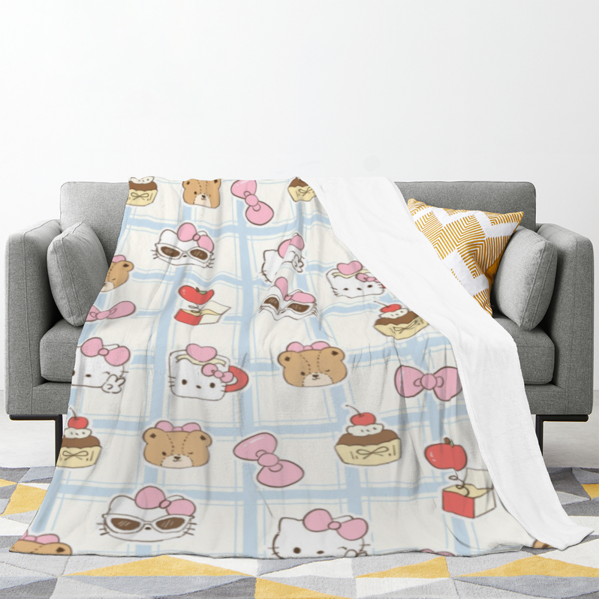 Azure Meadow Expressive Pattern Flannel Throw Blanket