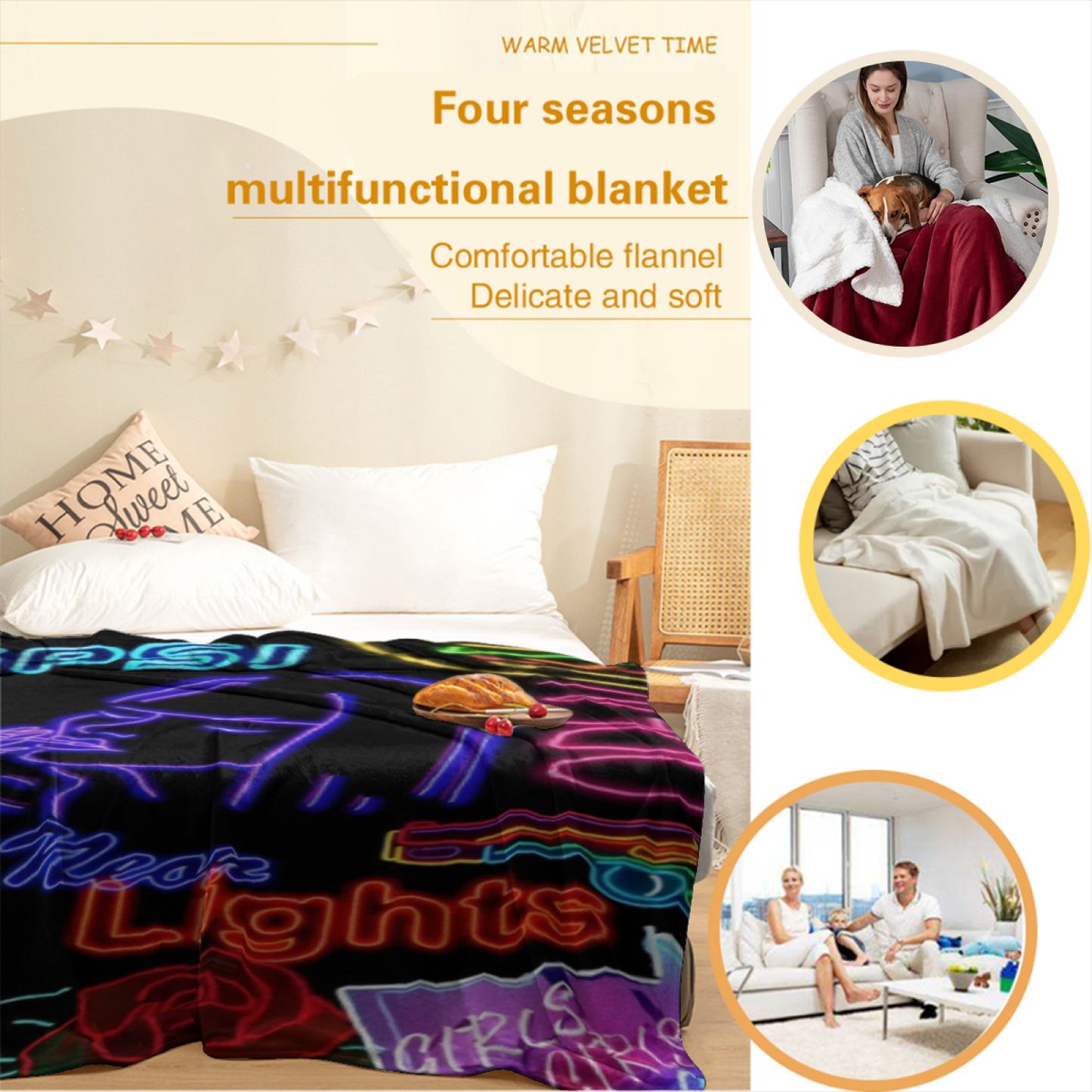 Artistic Modern Throw Blanket ¨C Graphic Printed Decorative Cozy Blanket