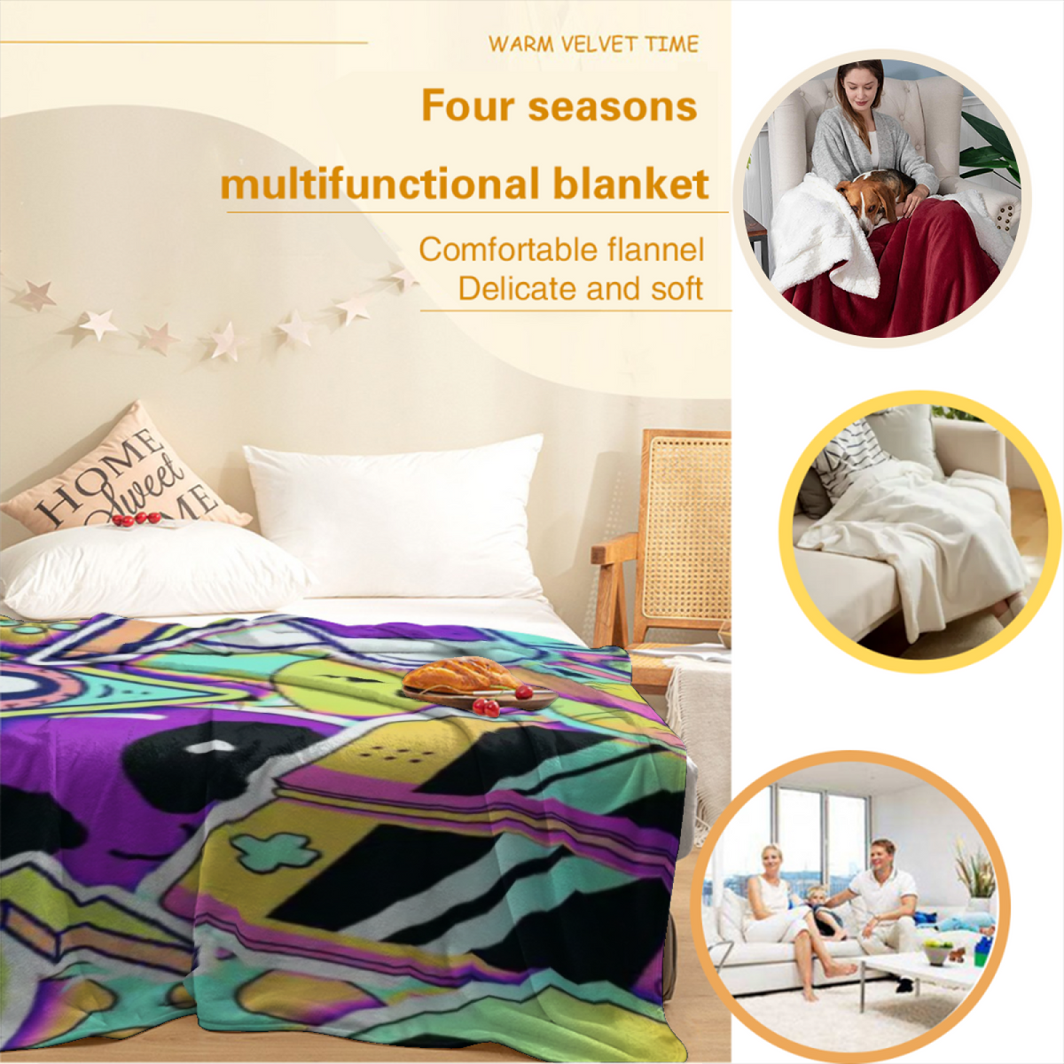 Soft Minimalist Plush Flannel Throw ¨C Opaline Spectrum Collection