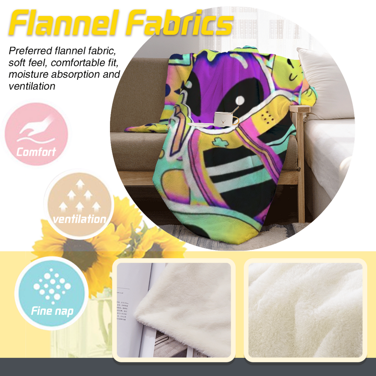 Soft Minimalist Plush Flannel Throw ¨C Opaline Spectrum Collection